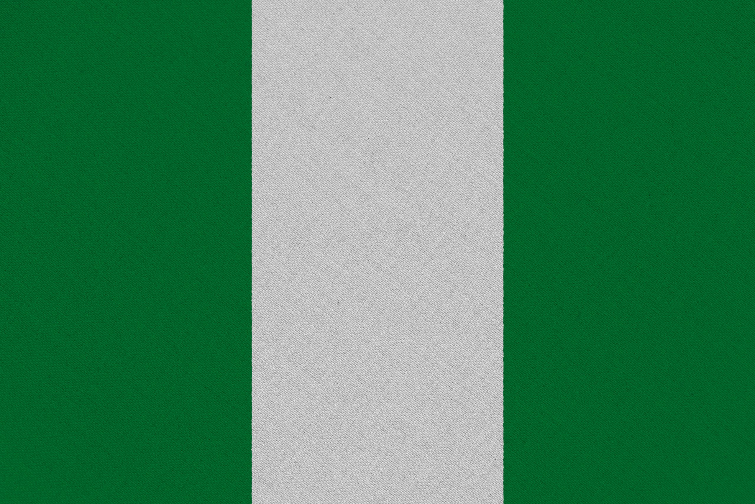 Nigeria fabric flag. Patriotic background. National flag of Nigeria