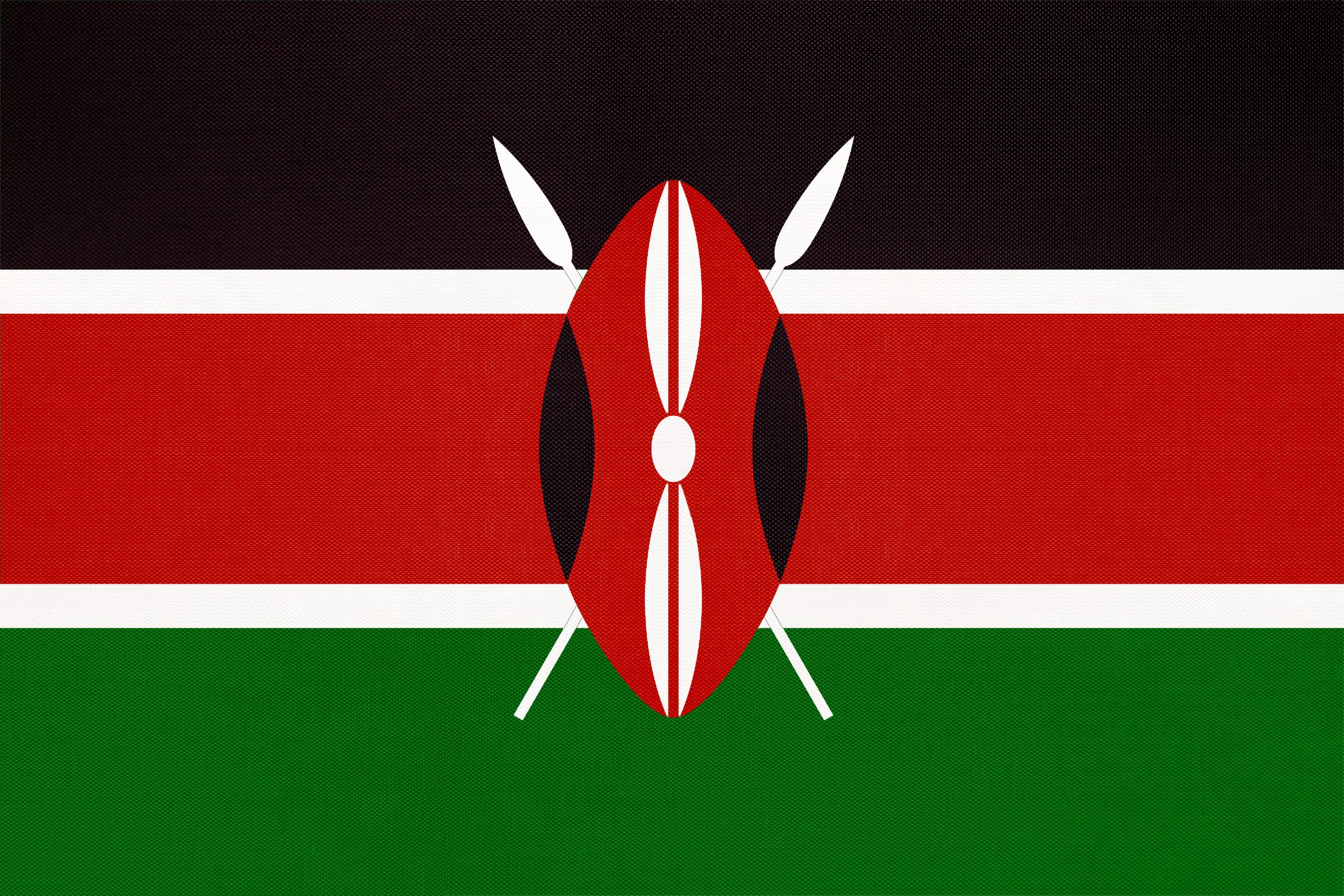 Republic of Kenya national fabric flag, textile background. Symbol of international world African country. State kenyan official sign.